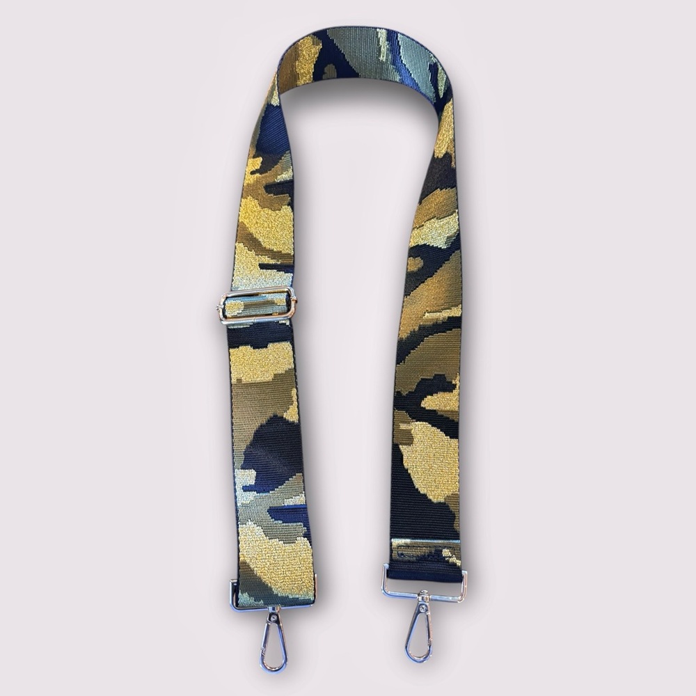 NWOT Ahdorned Gold Black Camouflage Adjustable Bag Strap